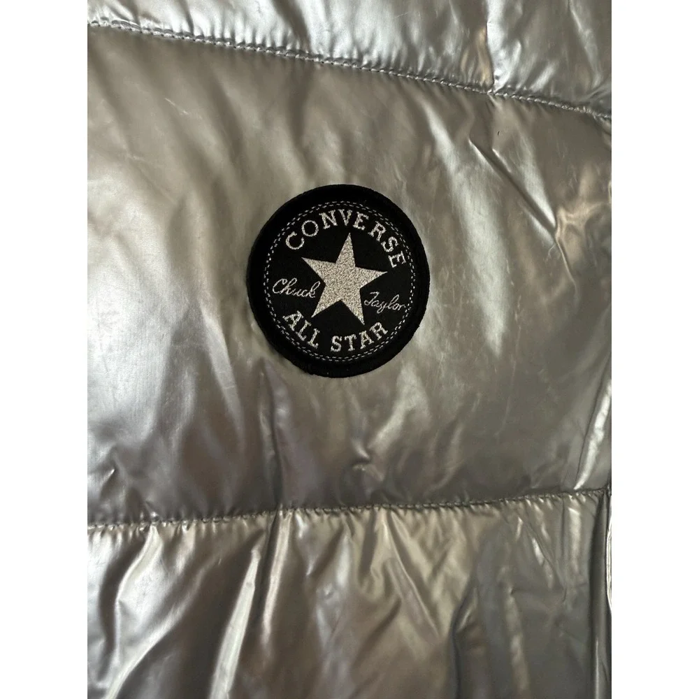 Converse Chuck Taylor‎ All Star Puffer Jacket Youth Size Large Metallic Silver